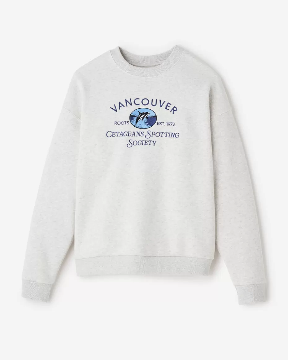 Best Roots Vancouver Club Crew Sweatshirt WHITE MIX